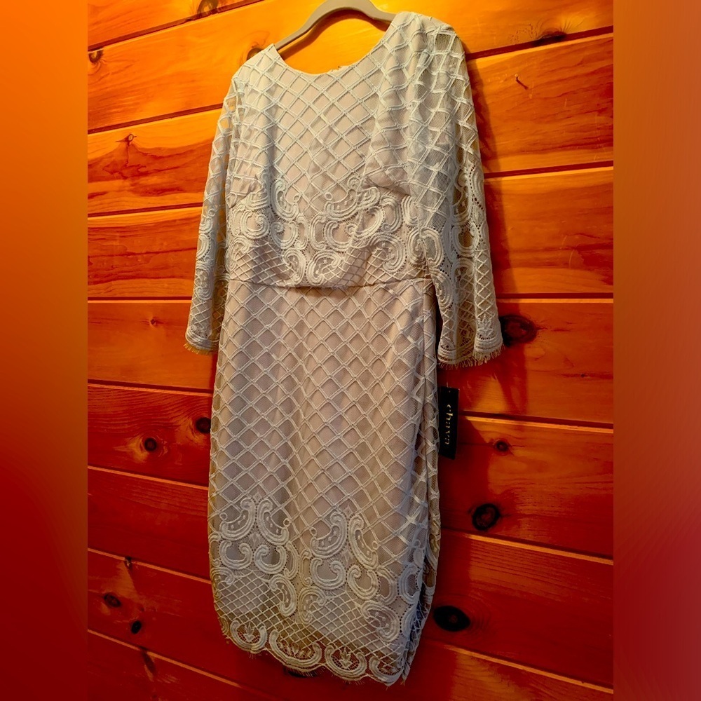 Chaya Dress New With Tags Size 10 Color Powblu Beautiful With Sheer Sleeves